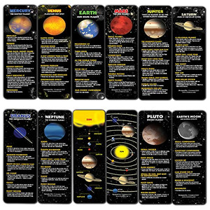 Creanoso Planet Facts Bookmark Cards (12-Pack)  Premium Quality Book Page Clipper Set  Educational Science Bookmarks for Boys, Girls, Men, Women, T