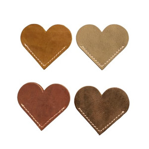 Genuine Leather Heart Bookmarks,4pcs Set Real leatehr Cute Corner Page Book Marks for Kids Women Book Accessories for Reading Lovers Teacher Handmade