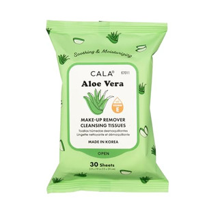 CALA Makeup Remover Cleansing Tissues: Aloe Vera (30 Sheets) - Gentle, Hydrating, and Effective Makeup Removal for All Skin Types (30ct, Aloe Vera)