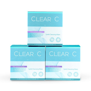 Clear C Eyelid Wipes Pre-Moistened for Dry Eyes  Rinse Free Eye Lid Cleaning  Individually Wrapped Travel Eye Wipes, 3 Boxes of 30