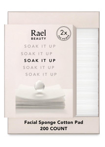 Rael Cotton Pads for Face - Facial Sponge, Square Pad Use with Toner, Makeup Remover, Lint-Free, Soft and Thin, Korean Skin Care (200 Count)