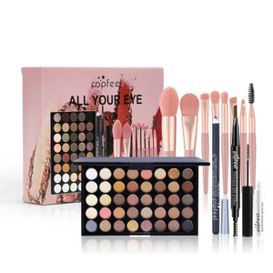 Pure Vie All-in-One Holiday Gift Makeup Set Cosmetic Essential Starter Bundle Include Eyeshadow Palette Lipstick Concealer Blush Mascara Foundation F