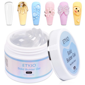 Solid Gel Builder for Nails 50g Large Capacity Clear Non-Stick 3D Carving Gel for Nail art Hand Nail Extension Art Hard Gels for Nails Salon UV Home
