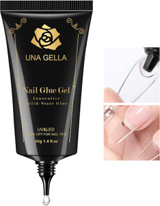 UNA GELLA Gel Nail Glue, Solid Nails Gl ue Gel 40g Lamp Curing Needed Soak Off G LUE Strong Nail G LUE G el for Acrylic Fake Nails Tips Extension Pre