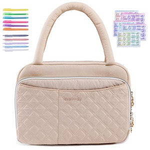 APOFFICE Quilted Bible Cover with Highlighters & Bible Tabs  Book Carrier Case for Women - Gift Box Ready - Book Holder with Pockets for Bible Study