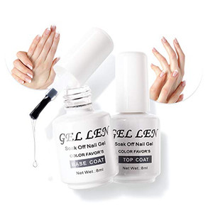 Gellen Gel Top and Base Coat, 2pcs Clear Gel Nail Polish Set, 8ml No Wipe Gel Top Coat Nail Polish, Long Lasting Base Coat Gel Manicure, Soak Off LED