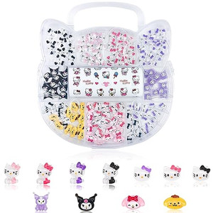 GOTPE 111 PCS Cute Kawaii Nail Art Stickers - Y2K Slime Charms, 3D & Flatback Resin Charms
