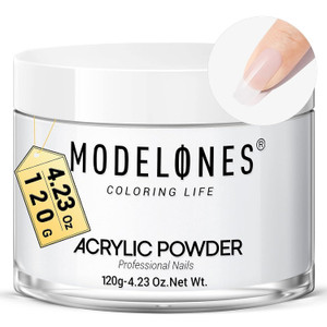 Modelones Acrylic Powder, 4.23oz Transparent Large Capacity Professional Acrylic Nail Powder Polymer for 3D French Nails Manicure Extensions & Carvin