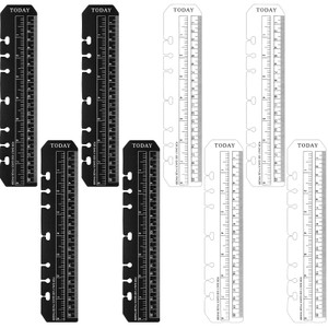 8PCS Notebook Ruler-A5 6 Ring Ruler Planner Bookmark Book Marker for Binder,Ymapinc Journal Ruler with Holes Measuring Tool for A5 Size 6-Ring Binder
