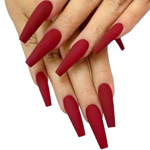 Outyua Halloween Matte Super Long False Nails Coffin Ballerina Extra Long Press on Nails Acrylic Fake Nails Acrylic Full Cover Nails 24Pcs
