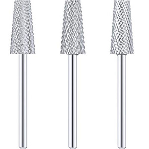 3 Pieces Tapered Barrel Carbide Nail Drill Bit, 3 Sizes Carbide Nail Drill Bit Acrylic File Cuticle, Art Tools for Gel Manicure Pedicure(XF, F, M,Sil