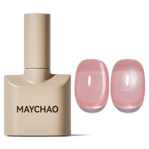 MAYCHAO 15ML Pink Cat Eye Gel Nail Polish 1Pc Jelly Summer Light Pink Cat Eye Glitter Shimmer with Magnet Soak off Holographic Magnetic Nail Polish f