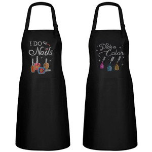 SATINIOR 2 Pcs Nail Salon Gift Nail Tech Apron with Pocket Cosmetology Bib for Manicurist Technician Artist Cafes Kitchen(Hot Drilling Pattern)