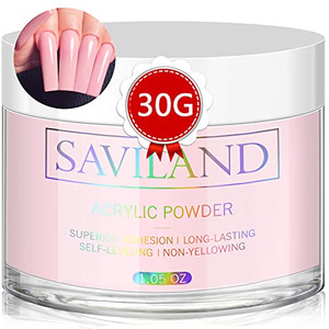 Saviland Pink Acrylic Powder: 30g Professional Colored Acrylic Nail Powder Polymer for French Manicure DIY Nail Art Extension 3D Carving, Long Lastin