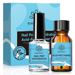 BORN PRETTY Nail Dehydrate and Primer, 15ml Dehydrator for Acrylic and Gel Nail Polish, Non Acid Primer for U V Gels, No Burn Fast Air Dry Nail Prep