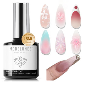 Modelones Matte Gel Top Coat Chrome Proof, 15ML No Wipe Matte Top Coat Chrome Isolation Powder-Resist Velvet Finish Easter Gel Polish for Nail Art Pa