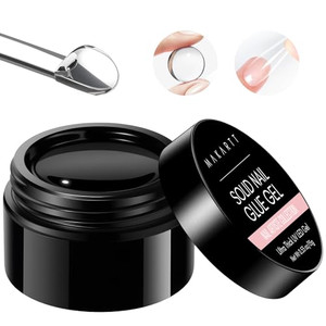 Makartt Solid Nail Glue Gel for Press on Nails: Strong Gel Nail Glue for Fake Nails, Long Lasting Clear Hard 3D Sculpting Gels for DIY Home and Salon
