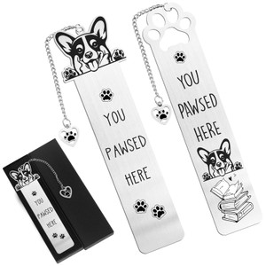Corgi Bookmark Funny Dog Gift - Shejdgart 2PCS Funny Bookmark for Corgi Lovers Unique Dog Mom Book Mark Birthday Gifts for Puppy Lovers Bookworm Book