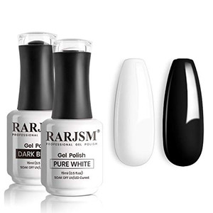 RARJSM 15ML Black White Gel Nail Polish Kit White Black Nail Polish Soak Off L e d Cured Nail Art Vanish Starter Manicure Salon DIY at Home