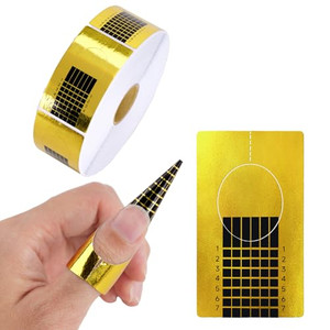 G2PLUS Nail Forms for Gel Builder, 500PCS Nail Extension Forms, Gold Rectangular Nail Forms for Acrylic Nails, Reusable Tip Shape Guide Stickers for