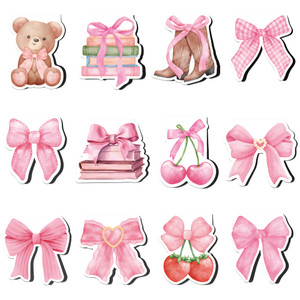 Pink Bows Coquete Magnetic Bookmarks: 12 Pcs Cute Pink Bow Magnet Book Marks, Pretty Book Markers Page Clips for Reading, Gifts for Women Girls Stude