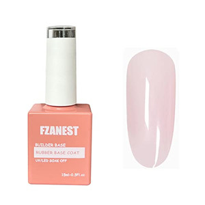 FZANEST Natural Nude Builder Gel For Nails, 15ml Rubber Builder Base Jelly Color Gel Polish Rubber Base Coat Nail Extension Soak Off French Manicure