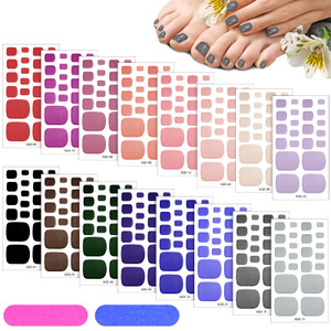 Maitys 352 Pieces 16 Sheets Toenail Polish Stickers Strips Adhesive Toe Nail Wraps Full Wraps Polish Strips DIY Manicure Decal with 2 Pieces Nail Fil