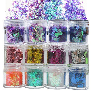 12 Colors Iridescent Chunky Glitter Flakes Kit Irregular Resin Epoxy Art Craft Paint Glitters Sparkles Accessories Festival Cosmetic Body Glitter Nai