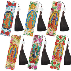 INCOK Religious Diamond Painting Bookmarks - 6 PCS Guadalupe Diamond Art Bookmarks Kit DIY Bookmark Christmas Christian Inspirational Gifts for Begin