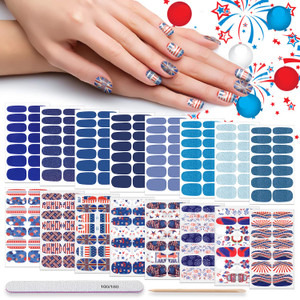 4th of July Nail Wraps, DANNEASY 16 Sheets Independence Day Nail Polish Strips for Women Self Adhesive Nail Polish Stickers Decals Nail Accessories w