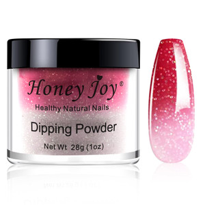 28g/Box Red and White Temperature Color Change Shine Glitter Dip Powder Nails Dipping Nails Long-lasting Nails No UV Light Needed, (W-No.2)