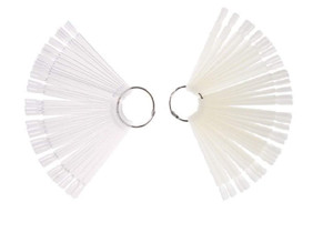 100 Tips White and Transparent Plastic Polish Board Nail Art Display Practice Sticks Wheel with Metal Split Ring Holder