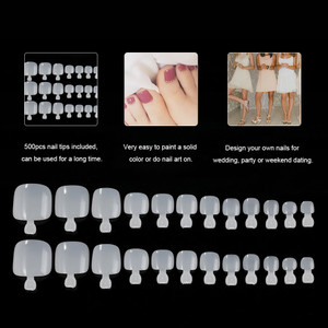 YIMART 500Pcs Fake Toenail Tips Set Nail Art Toe Decoration Full Cover False Toe Nail Tips for DIY Salon Foot Manicure Sticker Tools (Natural)