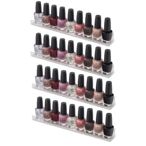 BY ALEGORY Acrylic Makeup Wall Organizing Shelves Nail Polish, Eyelashes, Foundations Cosmetics | 12 inch shelf (Pack of 4) Hardware Incl'd