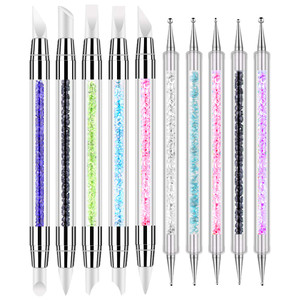 10pcs Nail Art Gel Carving Pen Nail Dotting Tool Silicone Nail Brushe Set Nail Tools Pottery Clay Sculpting Tools,Acrylic Nail Dotting Pen 2 Way Doub