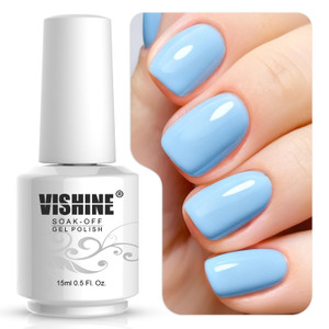 Vishine Gelpolish Gel Nail Polish Lacquer Shiny Color Soak Off UV LED Professional Manicure Pinkish Blue(1595)
