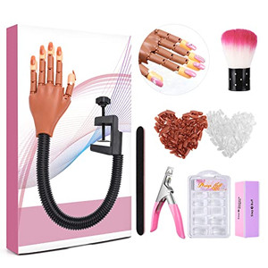 LIONVISON Practice Hand for Acrylic Nails, Flexible Nail Practice Hands Training Kits, Fake Manican Hands for Nails Practice, Movable Nail Maniquin H