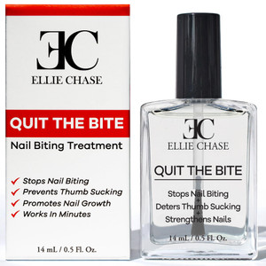 Ellie Chase Stop Nail Biting Deterrent Treatment Polish Extra Bitter Taste 0.5 Oz | Stop Putting Fingers In Your Mouth | Safe For Adults & Kids | Hel