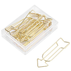 Paper Clip, 12pcs Gold Electroplating Metal Arrow Shaped Paper Clip Funny Stationery Bookmark Marking Clip