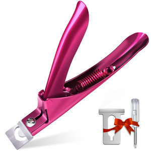 Elegant Violet Red Premium Adjustable Stainless Steel Artificial Acrylic Fake False Nail Tip Clipper Cutter Trimmer Manicure Pedicure Sharp Blade Cli