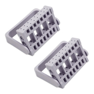 KOOBOOK 2Pcs 16 Holes Acrylic Nail Art Drill Bit Holder Exhibition Stand Organizer Nail Art Display Salon Gray