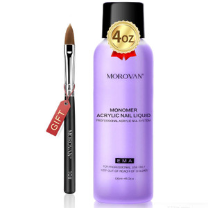Morovan Monomer Acrylic Nail Liquid 4 oz: Acrylic Liquid Monomer for Acrylic Powder Acrylic Nail Extension with Acrylic Brush for Beginners DIY at ho
