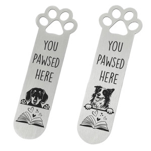2Pcs Funny Pet Dog Paw Bookmarks, Stainless Steel Book Marks for Book Lovers Stationery Gifts for Dog Lovers Office Supplies Birthday Gifts for Your