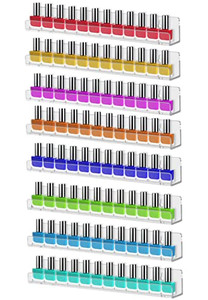 Cerpourt 8 Pack Wall Mounted Shelf,Clear Acrylic Nail Polish Organizer Display, Wall Rack Nail Supplies for Nail Techs
