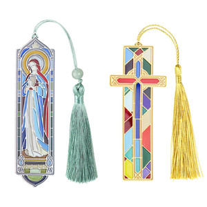Ruksifg Metal Christian Book Mark with Tassel Cross Religious Bookmarks for Book Lover Gifts, Reading Studying Supplies Book Accessories(Pack of 2)