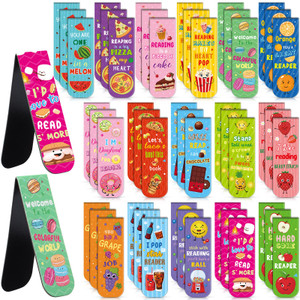 Pasimy 48 Pieces Cute Magnetic Bookmarks Fruit Food Theme Book Marks Bulk Encouraging Sayings Magnetic Bookmarks for Students Teachers School Home Of