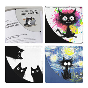 IBOVODI Black Cat Bookmarks, Funny Leather Book Accessories for Book Lovers,4 Pcs Cute Corner Page Book Marks for Teachers Students Book Reading Love