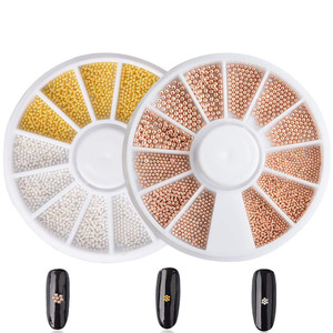 Multi-size Mini Steel Ball Caviar Beads 3D Nails Art Decoration Gold Silver Rose Gold Color Ball Beads Nail Art Accessories