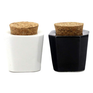 2pcs Black and White Porcelain Nail Art Acrylic Dappen Dish Liquid Powder Container Case Bottle Holder Nail Beauty Acceesories