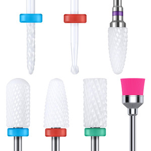 MelodySusie Ceramic Nail Drill Bits Set, 3/32'' (2.35mm) Professional Acrylic Nail File Drill Bit for Manicure Pedicure Cuticle Gel Nail Polishing 7P